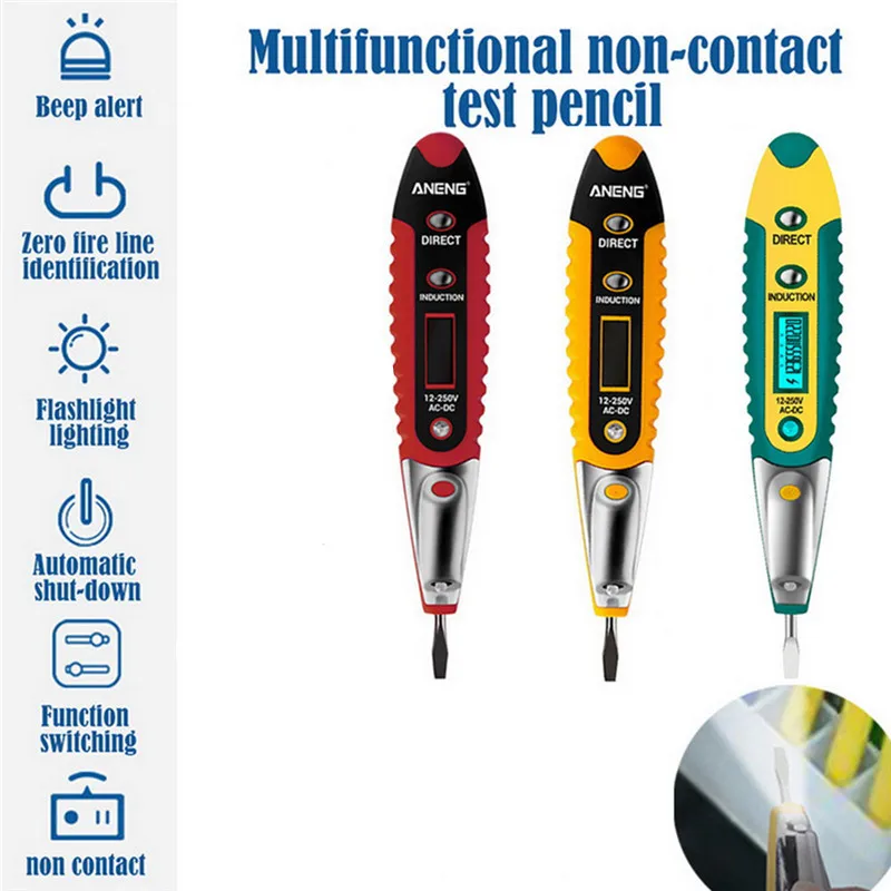 

3 Types Digital Test Pencil Tester Electrical Voltage Detector Pen LCD Display Screwdriver AC/DC 12-250V for Electrician Tools
