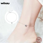 WOSTU, 100%, 925 пробы, серебряный, нежный, сердце, браслет, цепочка, браслет для женщин, Chian Link, модные браслеты, ювелирные изделия для ног, CQT013
