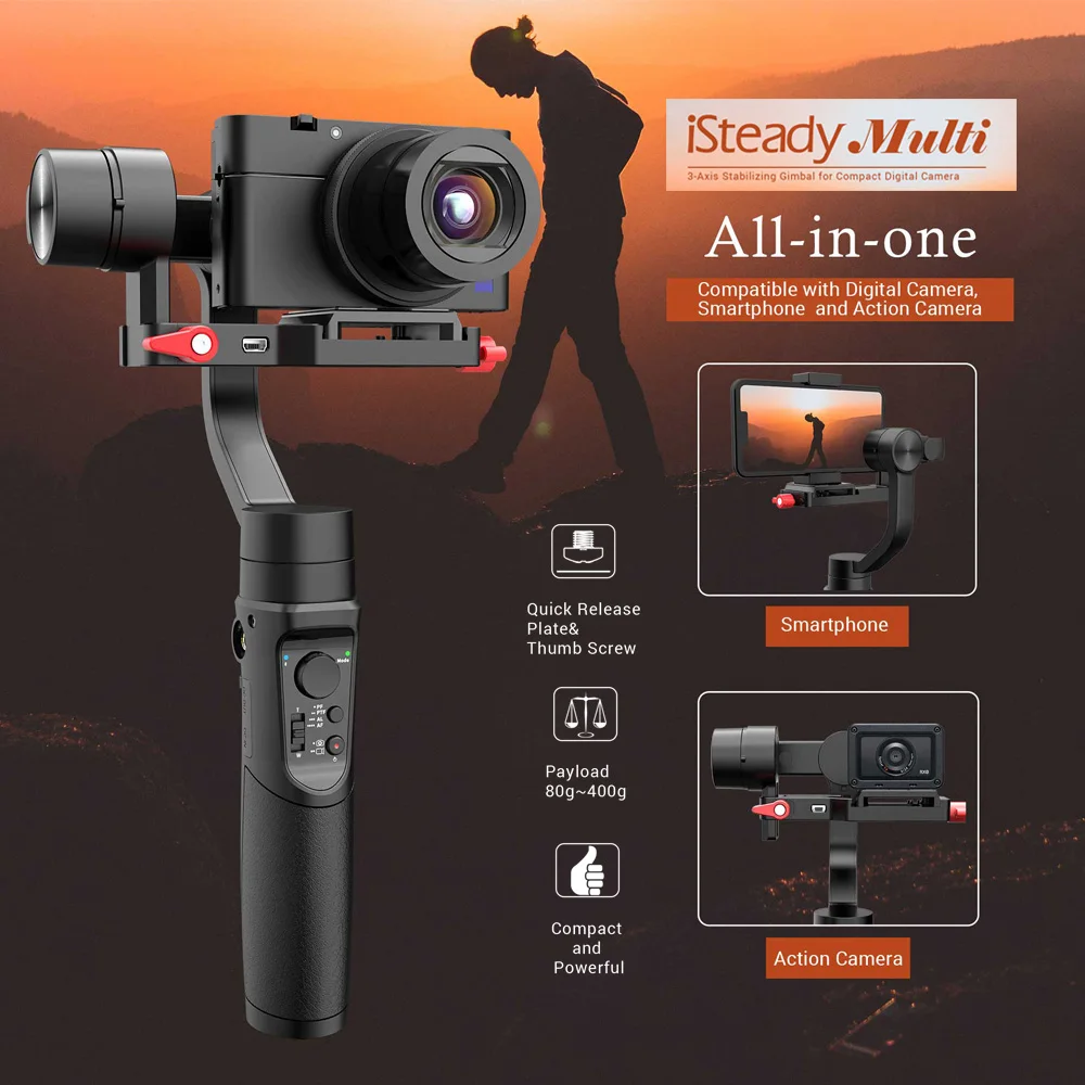 Hohem iSteady мульти 3-осевой ручной шарнирный стабилизатор для камеры GoPro для sony RX100 цифровая экшн-камера смартфона PK Zhiyun Crane M2