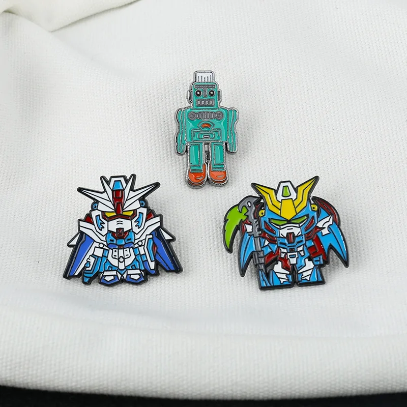

Cartoon electric meter robot series alloy brooch boy student bag pendant metal badge