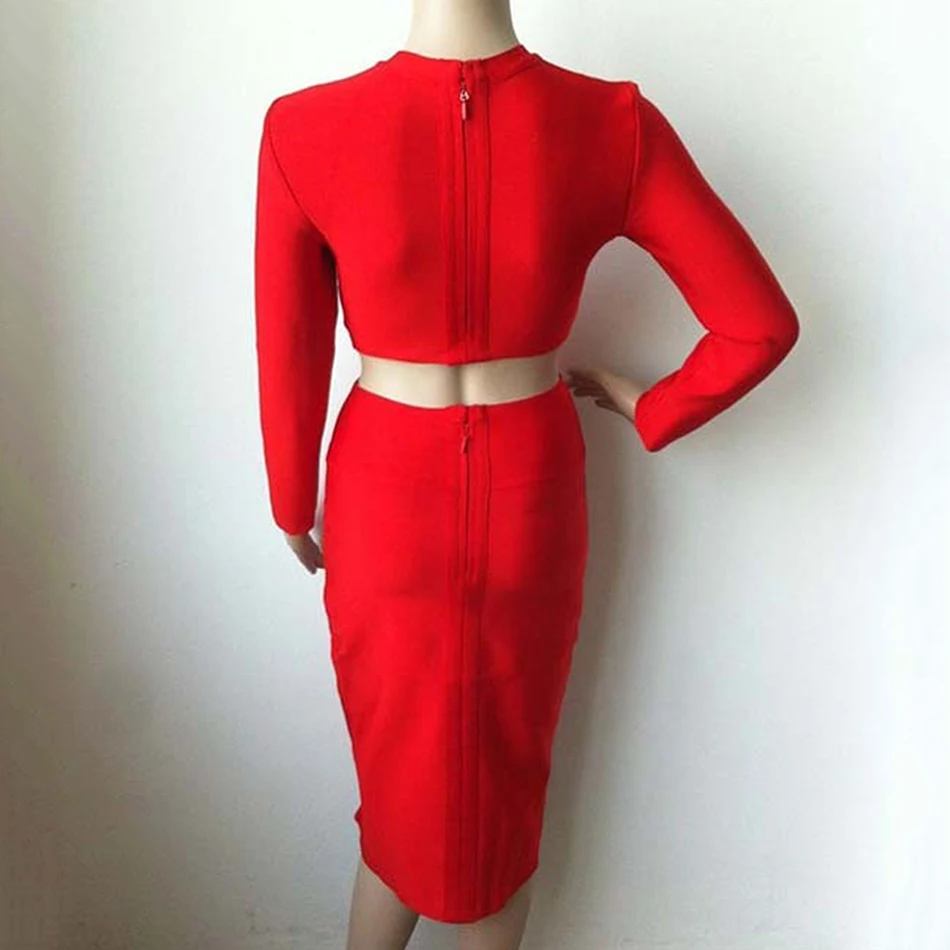 Женское платье с длинным рукавом и Боковым Разрезом 2 предмета Бандажное черный