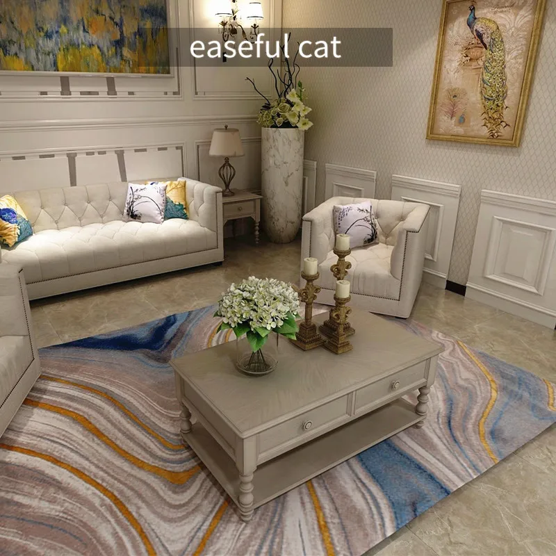 

80*120 см Современный модный прикроватный коврик в средиземноморском синем стиле для спальни напольный диван для кабинета ковер для гостиной