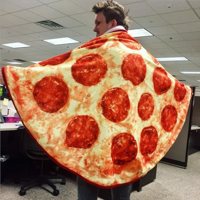 Креативное круглое одеяло с едой плед в клетку изображением пиццы пончиков