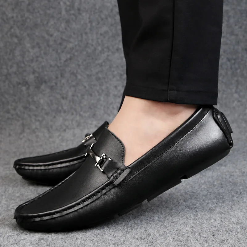 Туфли мужские из натуральной кожи роскошные брендовые без застежки формальные