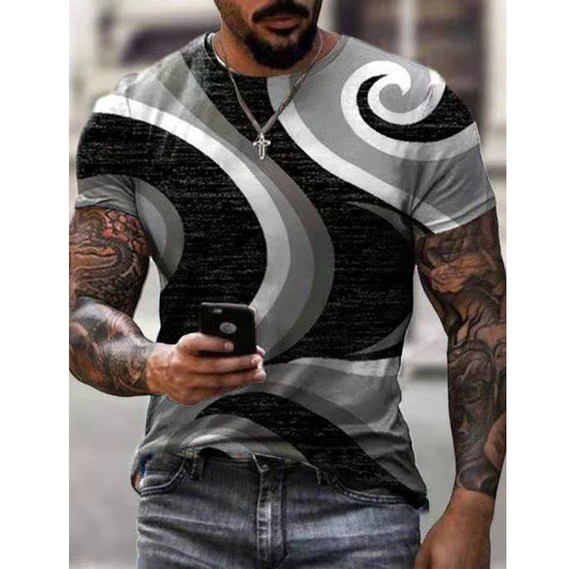 

Fashion T Short Men Streetwear O-Neck Short Sleeve Tees Colorful Geometry Male Clothes Casual Oversized Man T-Shirt Summer New