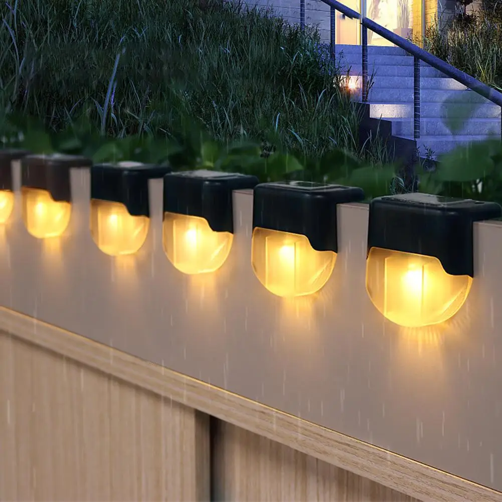 

4PCS LED Solar Stair Garden Lamp IP55 Waterproof Outdoor Garden Pathway Yard Stairs Steps Fence Decor Lamps Solar Night Light