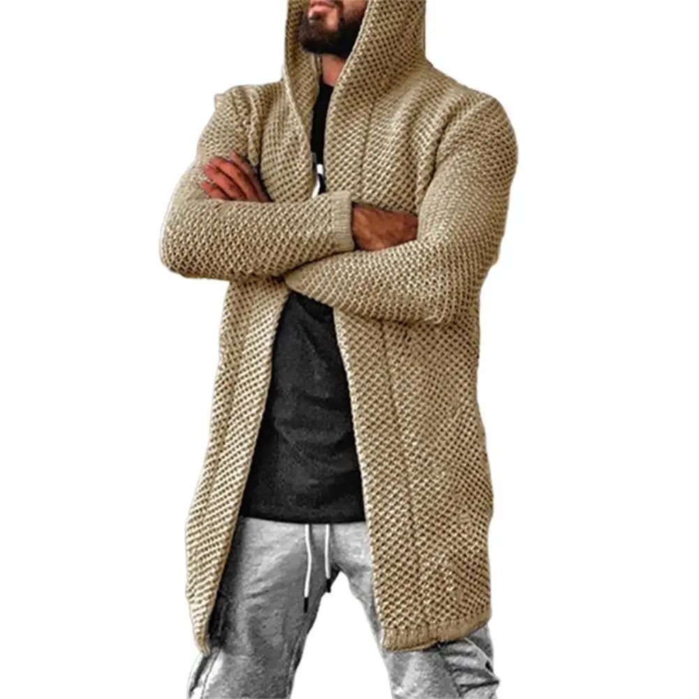 

Comfy Trendy Thicken Warm Men Knitted Cardigan Skin-friendly Sweater Coat Ripped Holes for Home