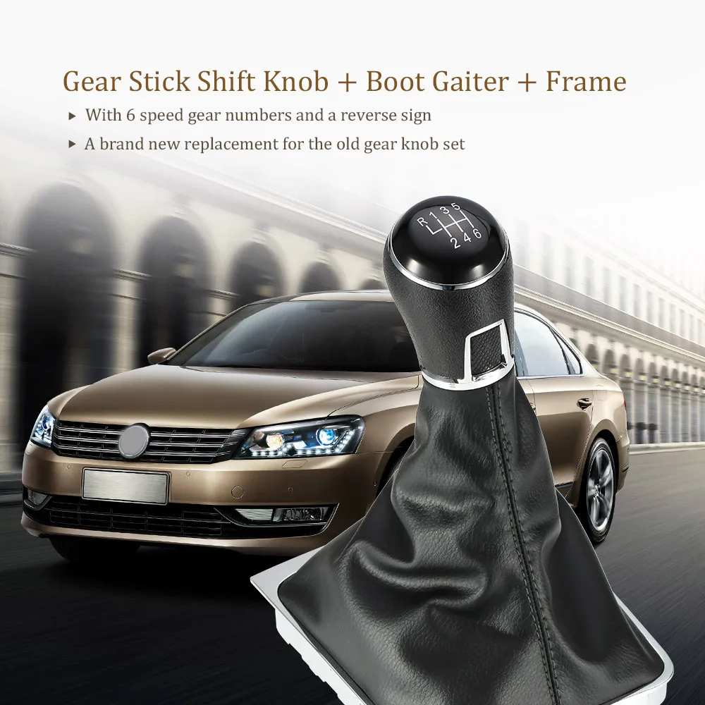 5 скоростей 6 дополнительная ручка переключения передач кожаный ботинок для VW Passat