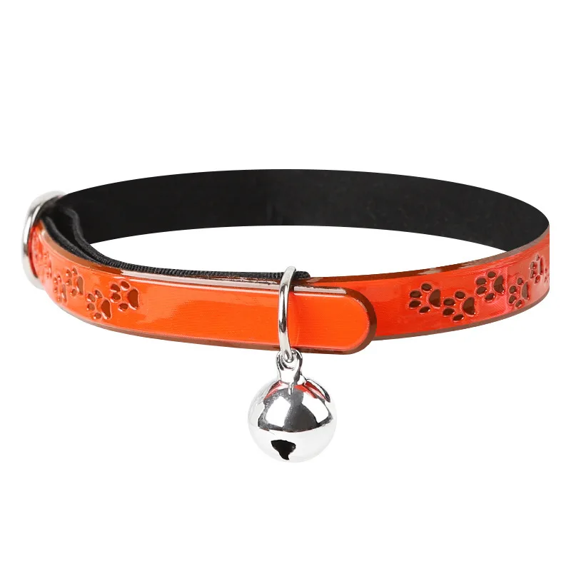 

2021 Reflective Footprint Cat Collar with Bell Adjustable Kitten Neck Necklace Personalized Pet Neck Strap Accessories Supplies