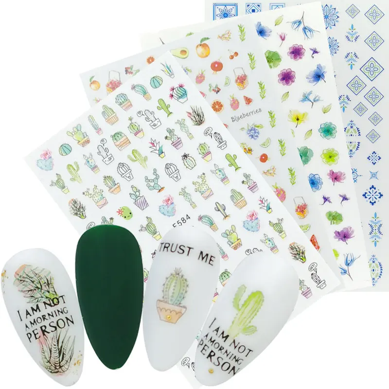 

1 Sheet Cute Type Nails Art Manicure Back Glue Decal Decorations Nail Sticker For Nails Tips Beauty