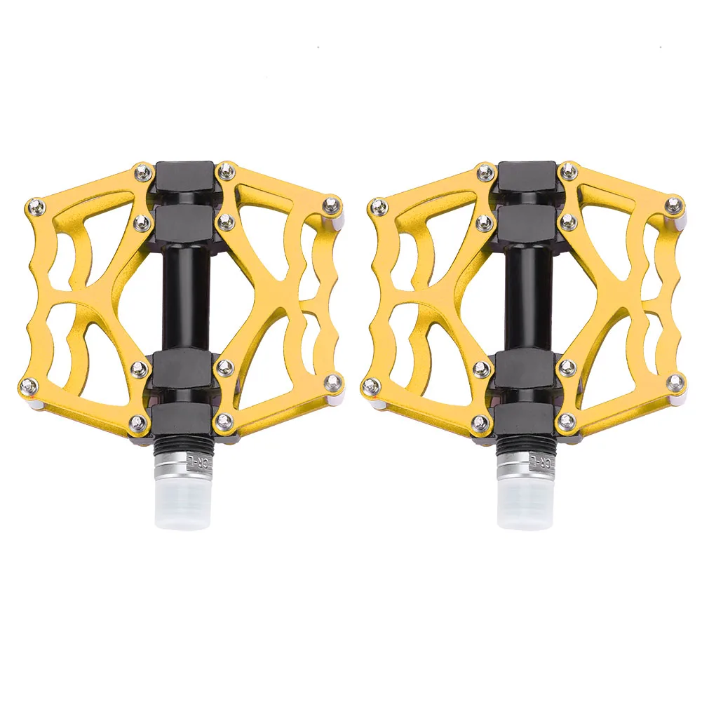 

1 Pair Aluminium Alloy Mountain Bike Road Bicycle Lightweight Pedals Replacement (Gold)