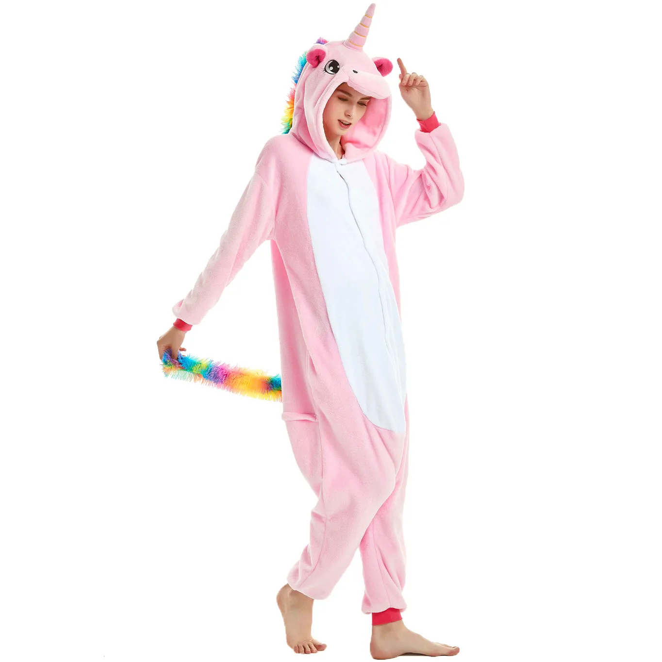 Женская Фланелевая пижама с мультяшными животными Пижама для взрослых унисекс