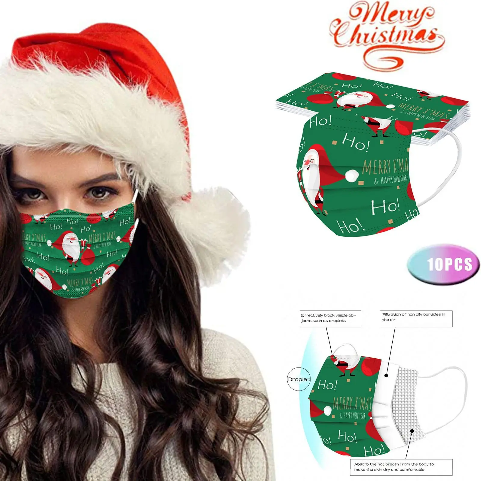 

10PCS Christmas Mask Christmas Decoration For Home Merry Christmas Gifts Xmas Decor Christmas And New Year Gift Mask