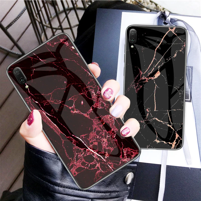 

Phone Case For Vivo V15 V17 Pro Case Marble Tempered Glass Cover For Vivo S1 Pro Nex 3 Z5X Y75 Y17 Y81 Y83 IQOO Cover Shell Capa