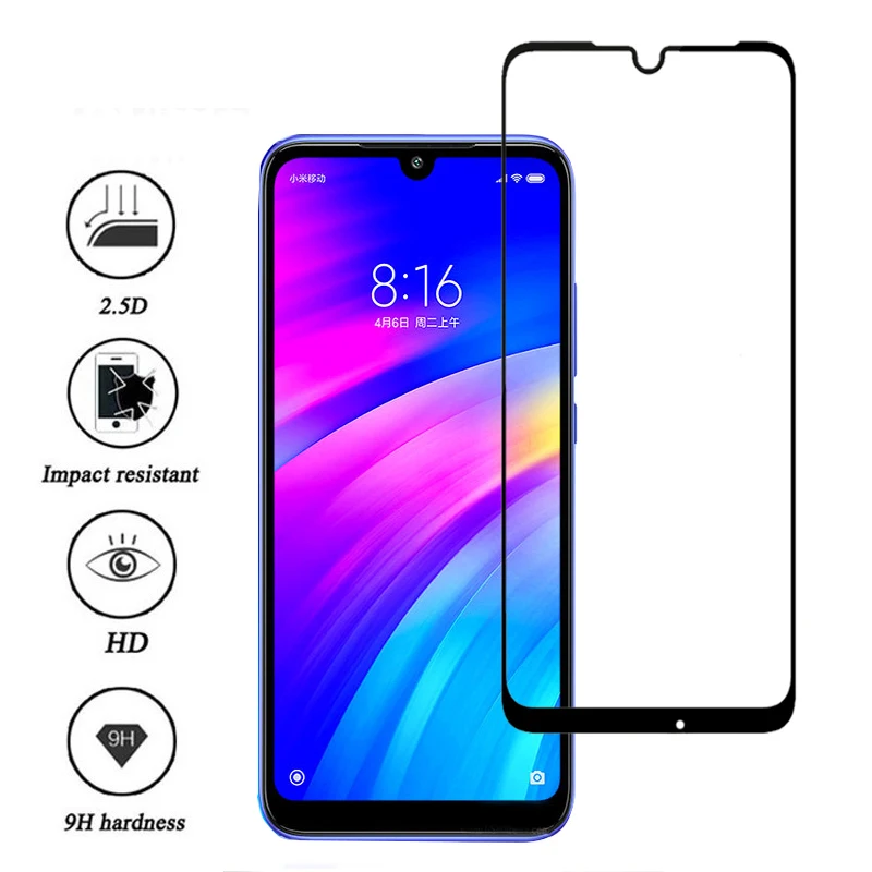 Полноэкранное стекло защитное высокопрочное для Xiaomi Redmi 7 8 Note Pro 8T 7A 8A | Мобильные
