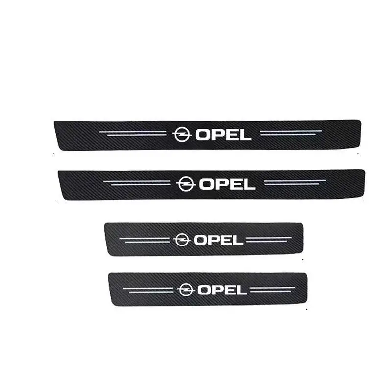 

For opel insignia astra j h g corsa d zafira b vivaro Carbon fiber stripe Door Sill Leather Decals Car Stickers accessories 4pcs