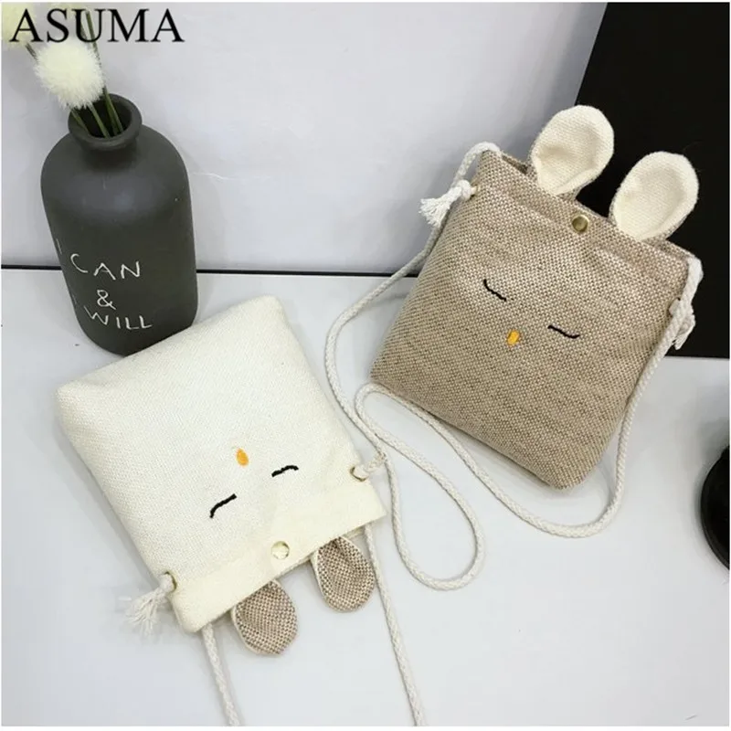 Женские сумки с кроликом маленькая льняная женская сумка через плечо винтажная