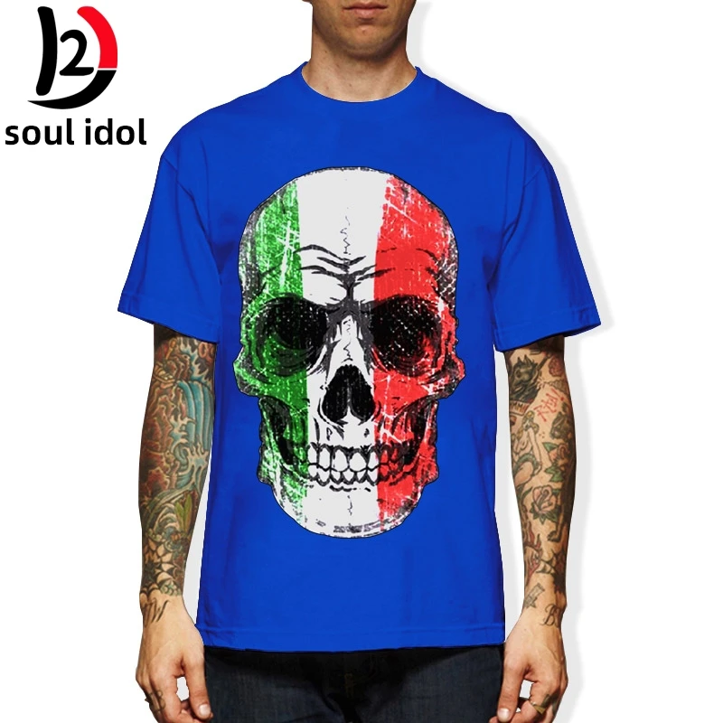 Футболка с черепом ITALIEN Italian Italiana TOTENKOPF FLAGGE EM WM S M L XL XXL Харадзюку модная