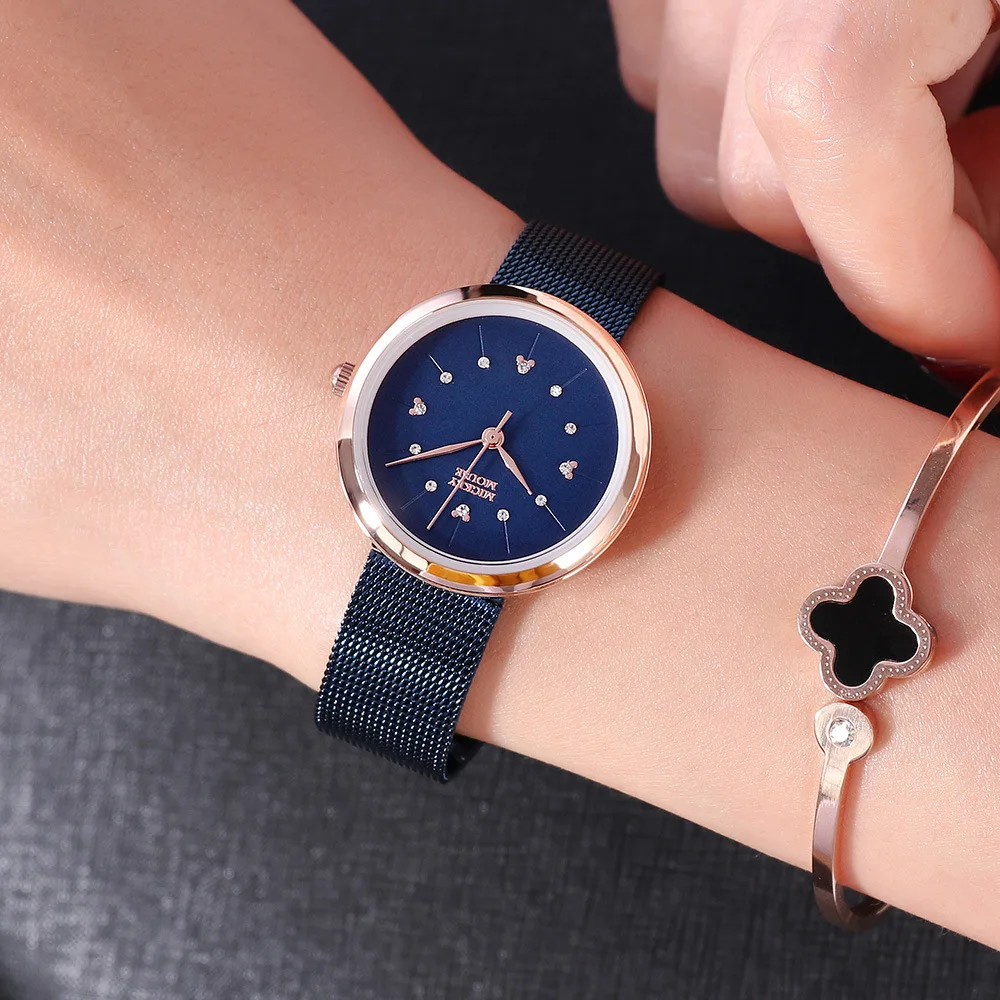 Часы женские водонепроницаемые из нержавеющей стали с изображением Микки