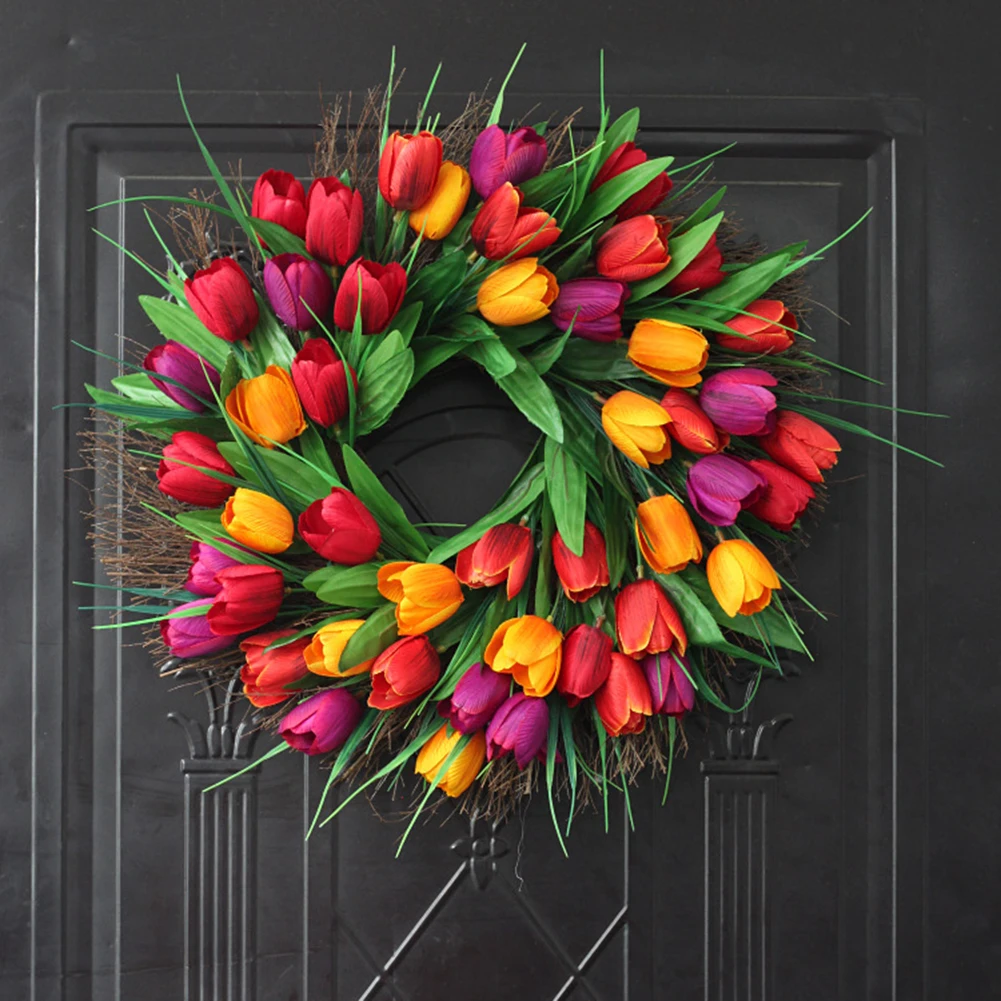 Тюльпан венок на переднюю дверь для вечеринки Свадебные украшения искусственный