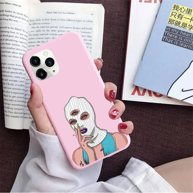

Aesthetic Devil Woman Bad girl smoke Phone Case Candy Color for iPhone 11 12 6 6S 7 8 XS X SE 2020 XR mini pro Plus MAX coque