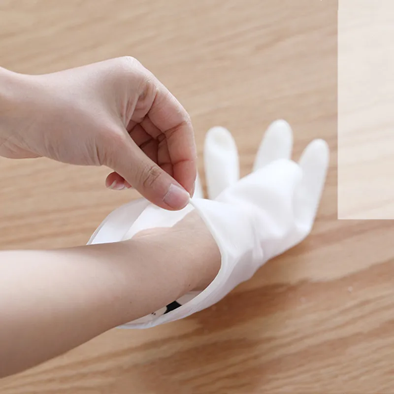 Не одноразовые латексные перчатки бытовые водонепроницаемые прозрачные белые