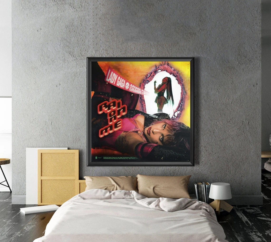 Леди Гага и Ариана Гранде Дождь На меня Обложка альбома Плакат Холст Печать Рэп