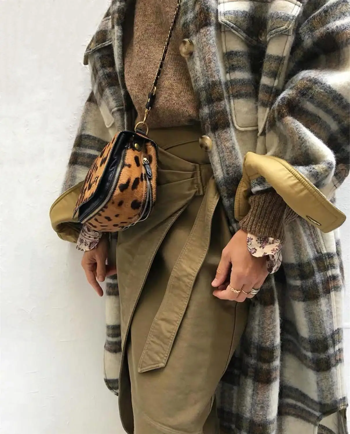 Осенне-зимнее клетчатое шерстяное пальто однобортный жакет с карманами женская