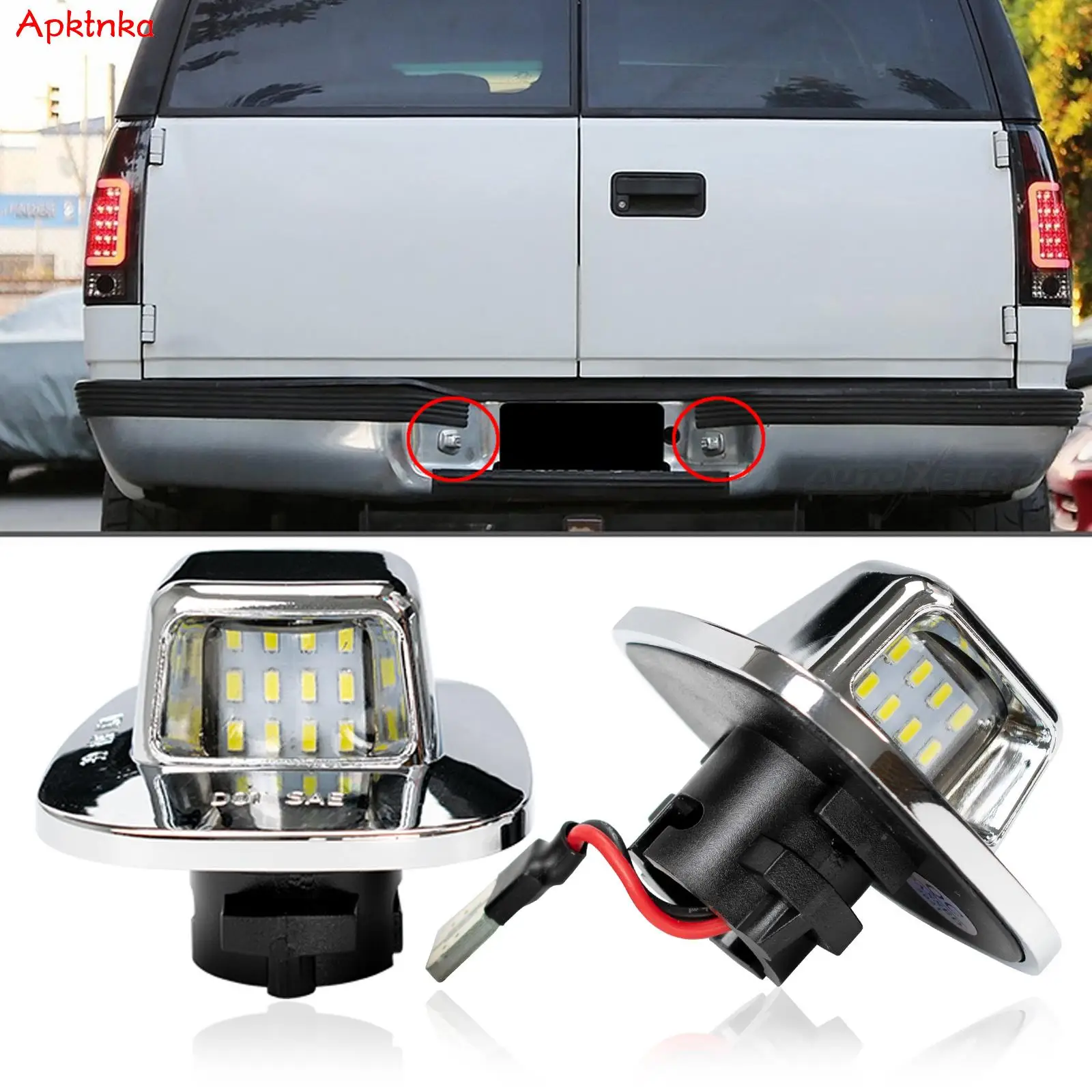 

LED License Number Plate Light Lamp Assembly For Chevy C/K1500 2500 35001988-1999 Black Housing 6000K White Pickup Truck 2Pack