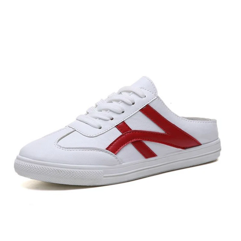 Женские кроссовки из ПУ кожи белые однотонные на шнуровке Повседневная Удобная