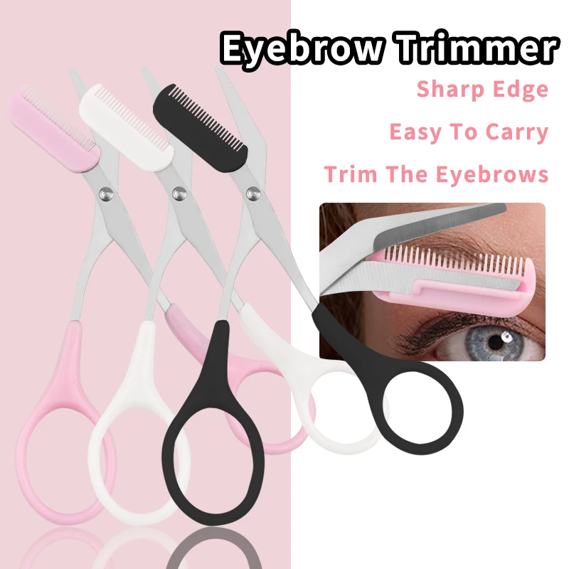 

Stainless Steel Eyebrow Trimming Scissors With Comb Removable Washable Shaver Eyelash Hair Clip Epilator Makeup Tool