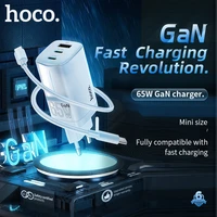 hoco gan 65w phone charger euusuk fast charging adapter for iphone 13 12 pro max dual type c pd qc 3 0 gan charger for laptop