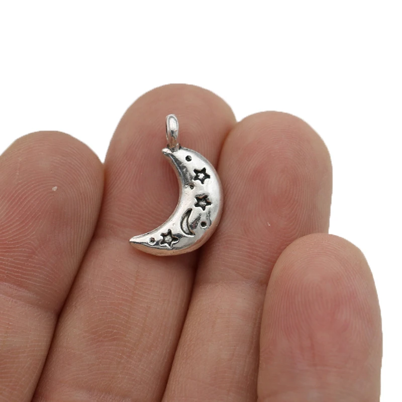 

JAKONGO антикварные посеребренные подвески в форме Луны для изготовления ювелирных изделий браслет DIY Аксессуары 19x1 1 мм 20 шт.