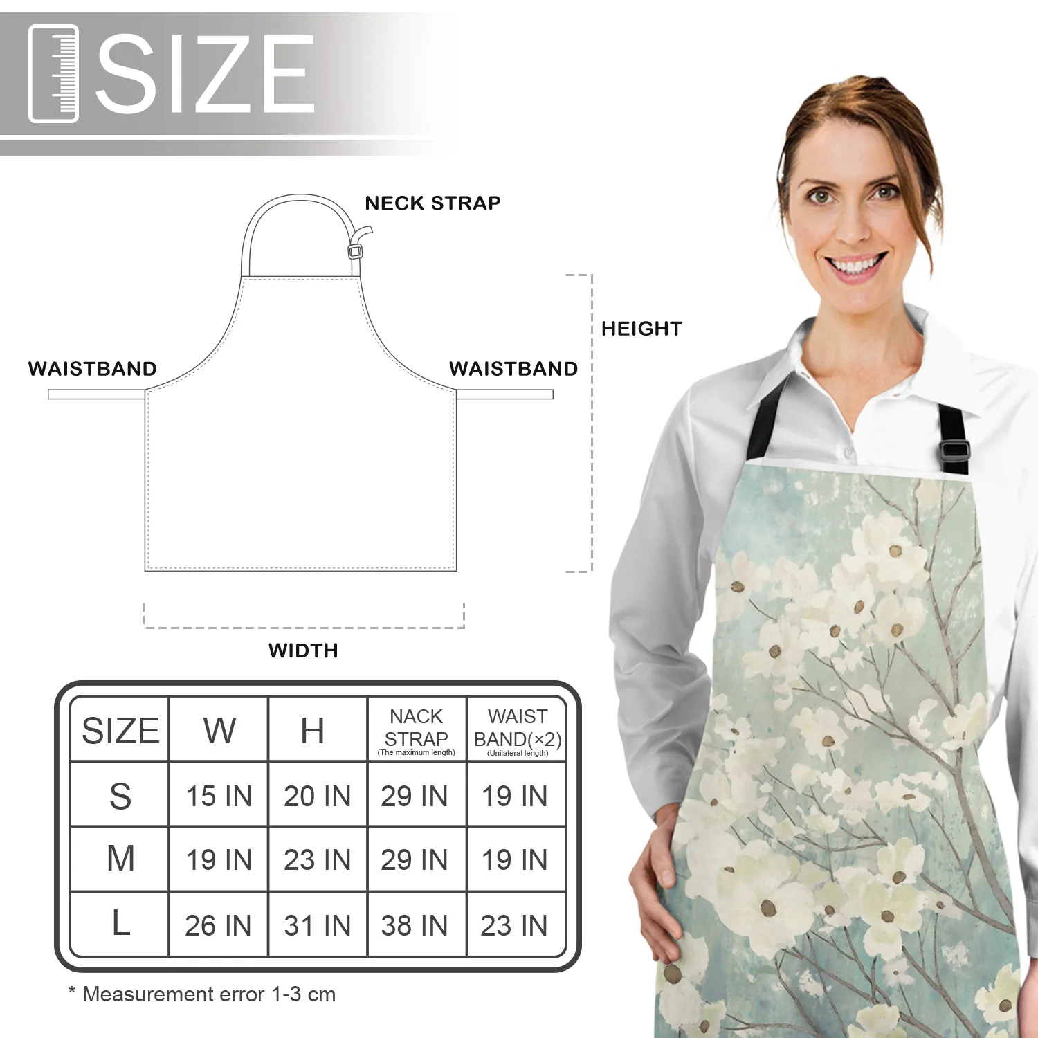 

Oil Painting Style Flower Floral Kitchen Aprons BBQ Bib Apron for Cooking Baking Restaurant Pinafore Home Christmas Decorations