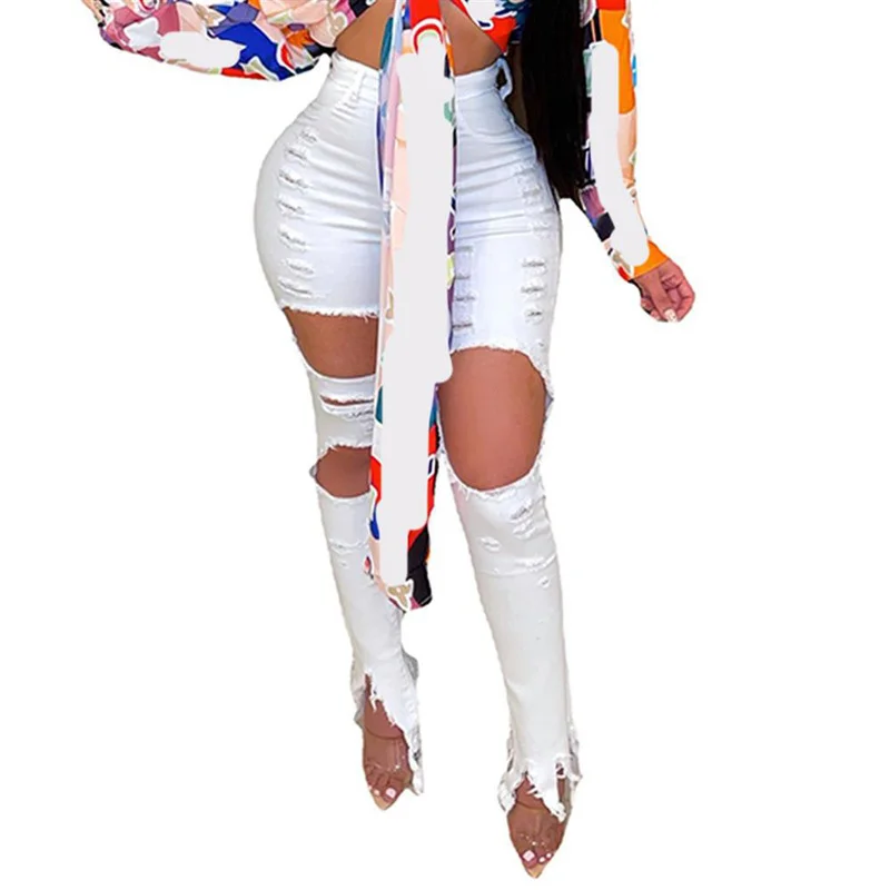 

Womens Sexy Stretchy Ripped Denim Pants Casual Slim Fit Skinny Jeans Trousers