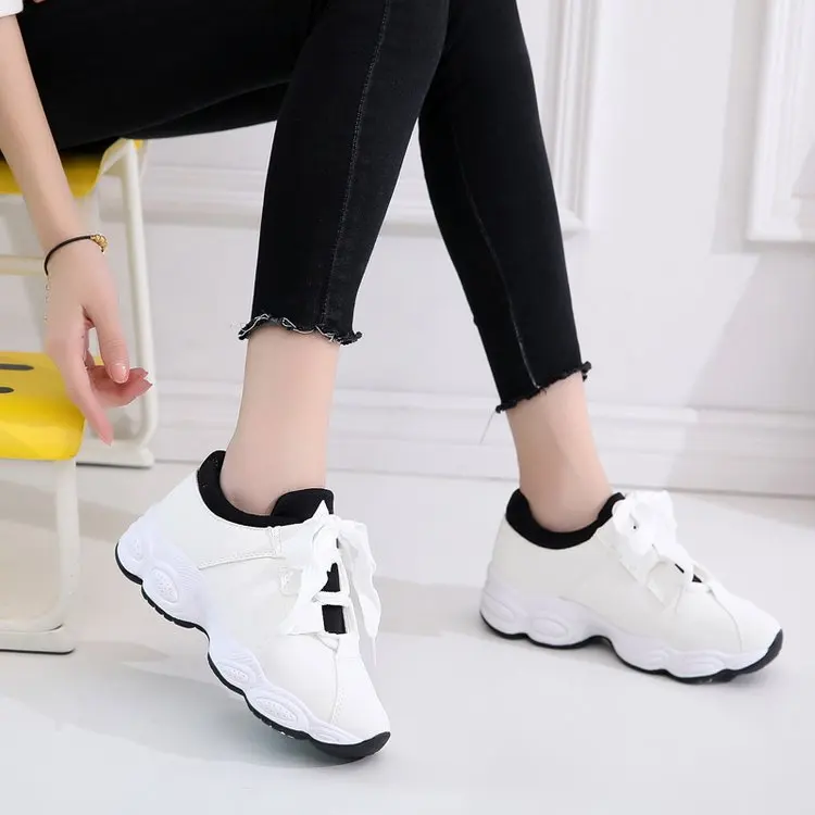

2021 New Designer Sneakers Women Platform Casual Shoes Fashion White Sneakers Platform Basket Femme Chunky High heel 35-40