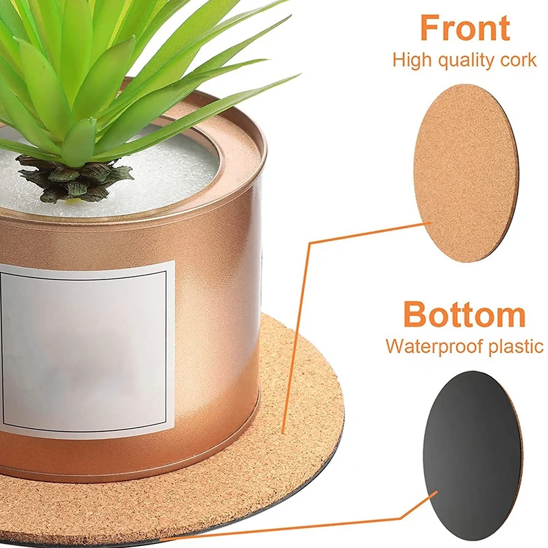 

10 Pieces Cork Plant Plastic Mat Round Absorbent Cork Mat Round Plate Pad Table Plant Cork Board Pads for Gardening