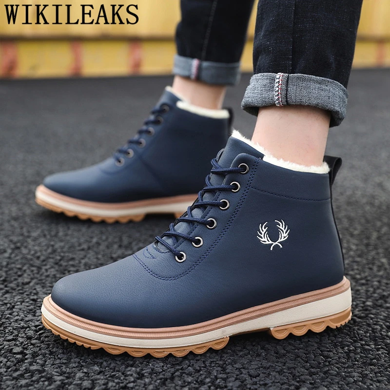 Высокие ботинки Мужские Ботинки Зимняя обувь для мужчин Кожаные Модные зимние