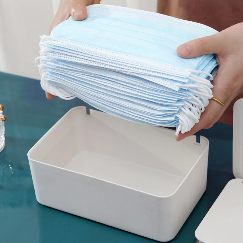 

1pc Mask Storage Box Multifunctional Storage Case for Home (White)