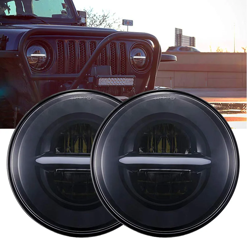 DOT 7 дюймов круглый черный светодиодный фонарь дальнего ближнего света с белым Halo