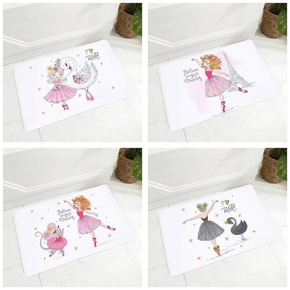 Милый балетный напольный коврик для девочек нескользящий декоративный детской