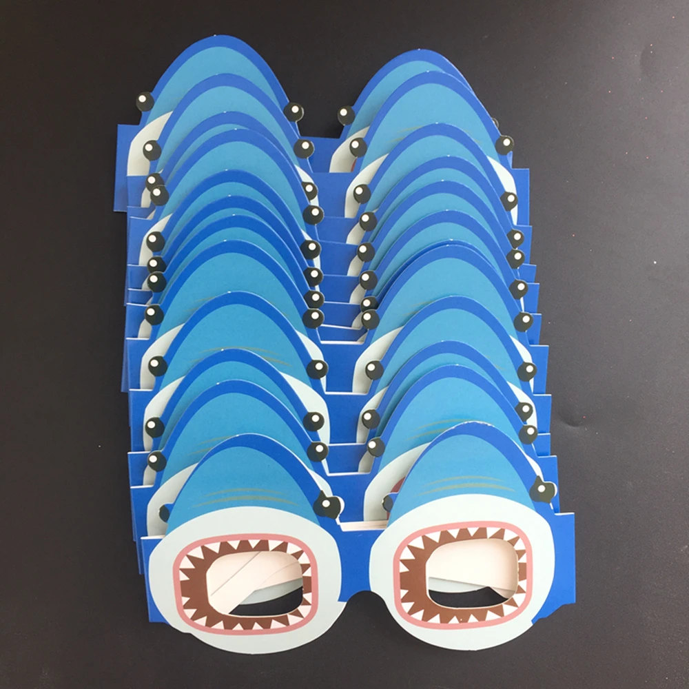 Акула с днем рождения баннер 12 штук Бумажные очки Дети день тема вечерние