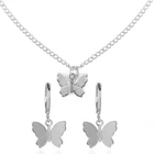 Кулон в форме бабочки серьги для женщин комплект ювелирных изделий романтический бабочка серьги в виде колец, ожерелье для женщин, браслеты с подвесками подарок на день рождения