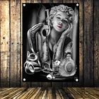 Психоделический художественный плакат с татуировкой, эротичный Мэрилин Монро, настенная Картина на холсте, флаг, баннер, гобелен, Настенная роспись, домашний декор D7