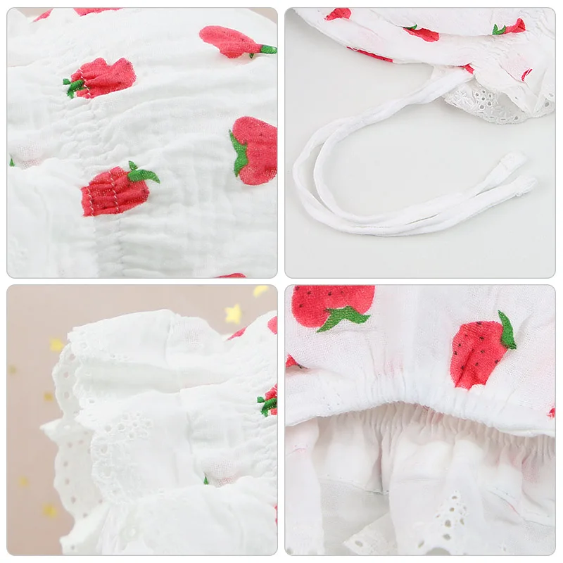 Мягкая хлопковая детская шапка с принтом клубники от солнца для новорожденных