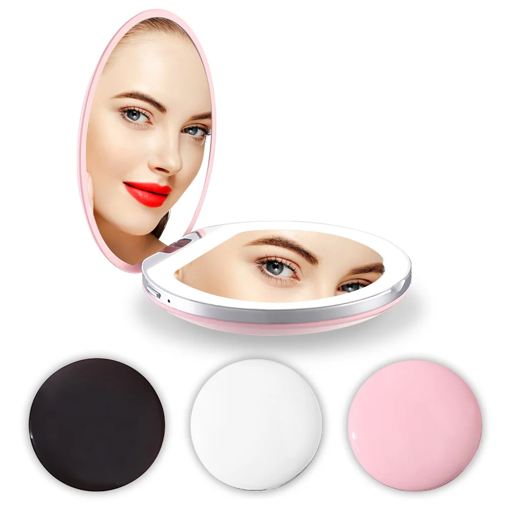 

Portable LED makeup mirror vanity mirror magnifying make up mirrors compact folding mirror pocket miroir cosmetic mirrors