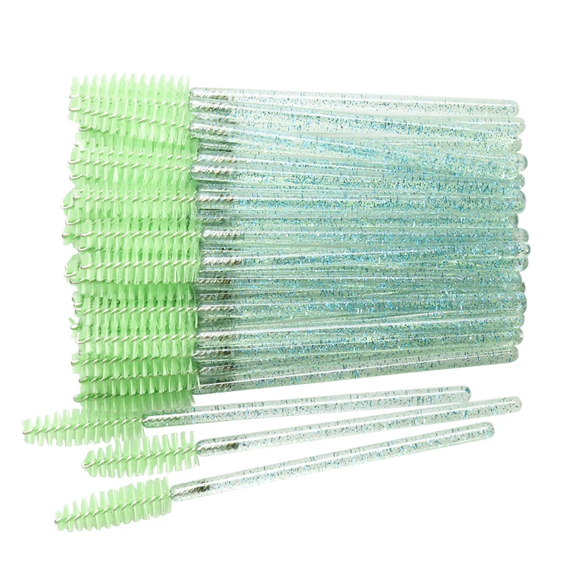 crystal full green 1000 шт/партия одноразовый Кристалл Ручка кисти для макияжа одноразовые ресницы тушь для ресниц палочки Аппликатор для ресниц удлинитель инструменты для макияжа - Handle Color: crystal full green
