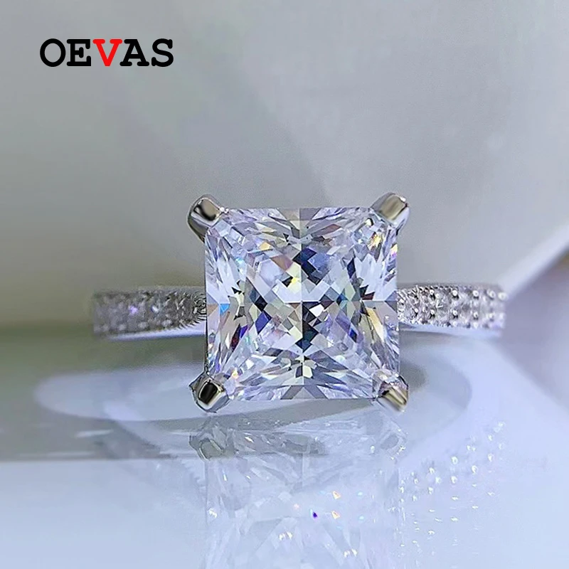

OEVAS 100% 925 Sterling Silver 8*8mm High Carbon Diamond Rings For Women Sparkling Wedding Party Fine Jewelry Wholesale Gifts