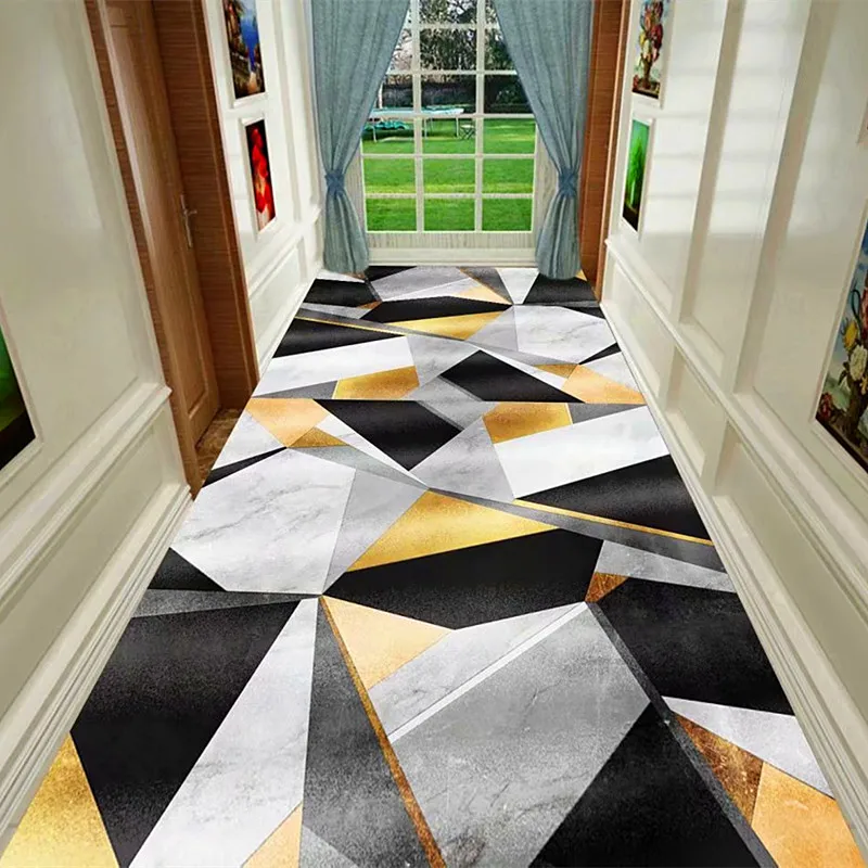 

Modern Living Room Carpet Home Geometric Hallway Corridor Rug Mat Kitchen Floor Area Rug Carpets Bedroom Anti-slip Hotel Aisle