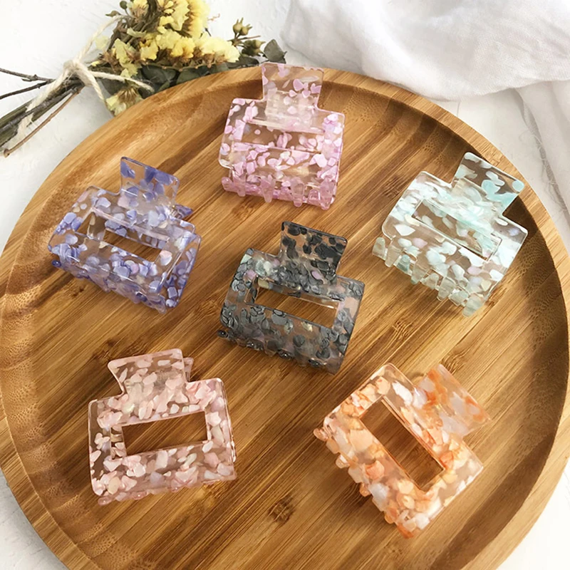 

Bohemian Korean Print Hair Clips for Girls Cute Claw Clip New Marble Barrette Crab Hair Clips for Women Acrylic Hair Accessories